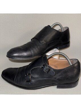 Hugo Boss Monk Double Strap Black Leather Comfort Dress Shoes Men’s Size 9 (42)